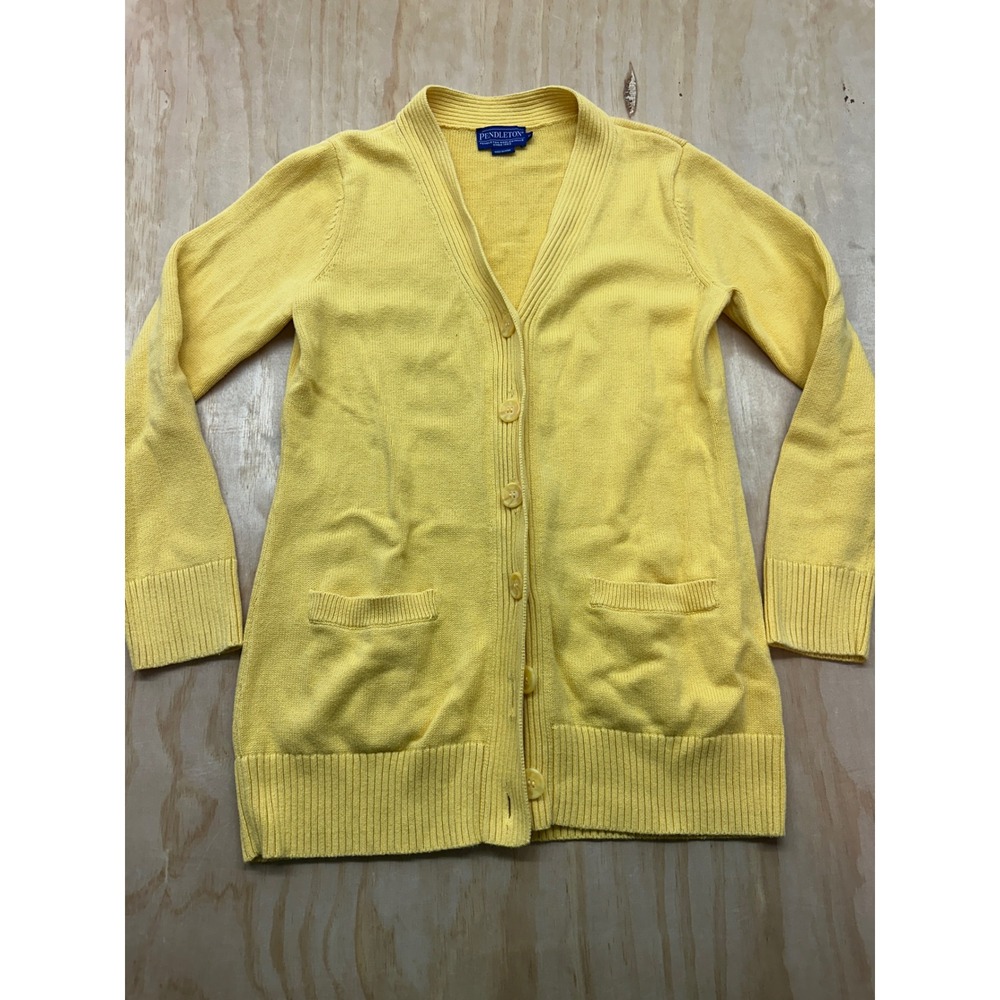 Pendleton Womens Yellow 100% Cotton V-Neck Button Front Cardigan Sweater Size‎ M